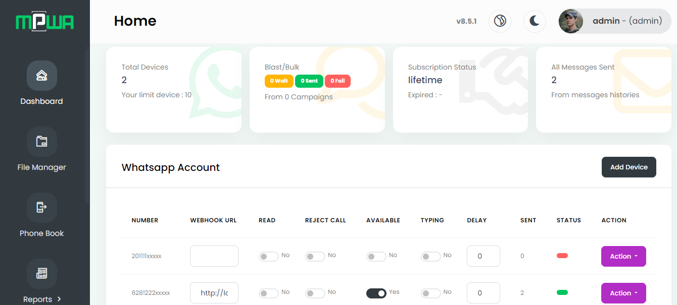 WhatsApp Dashboard